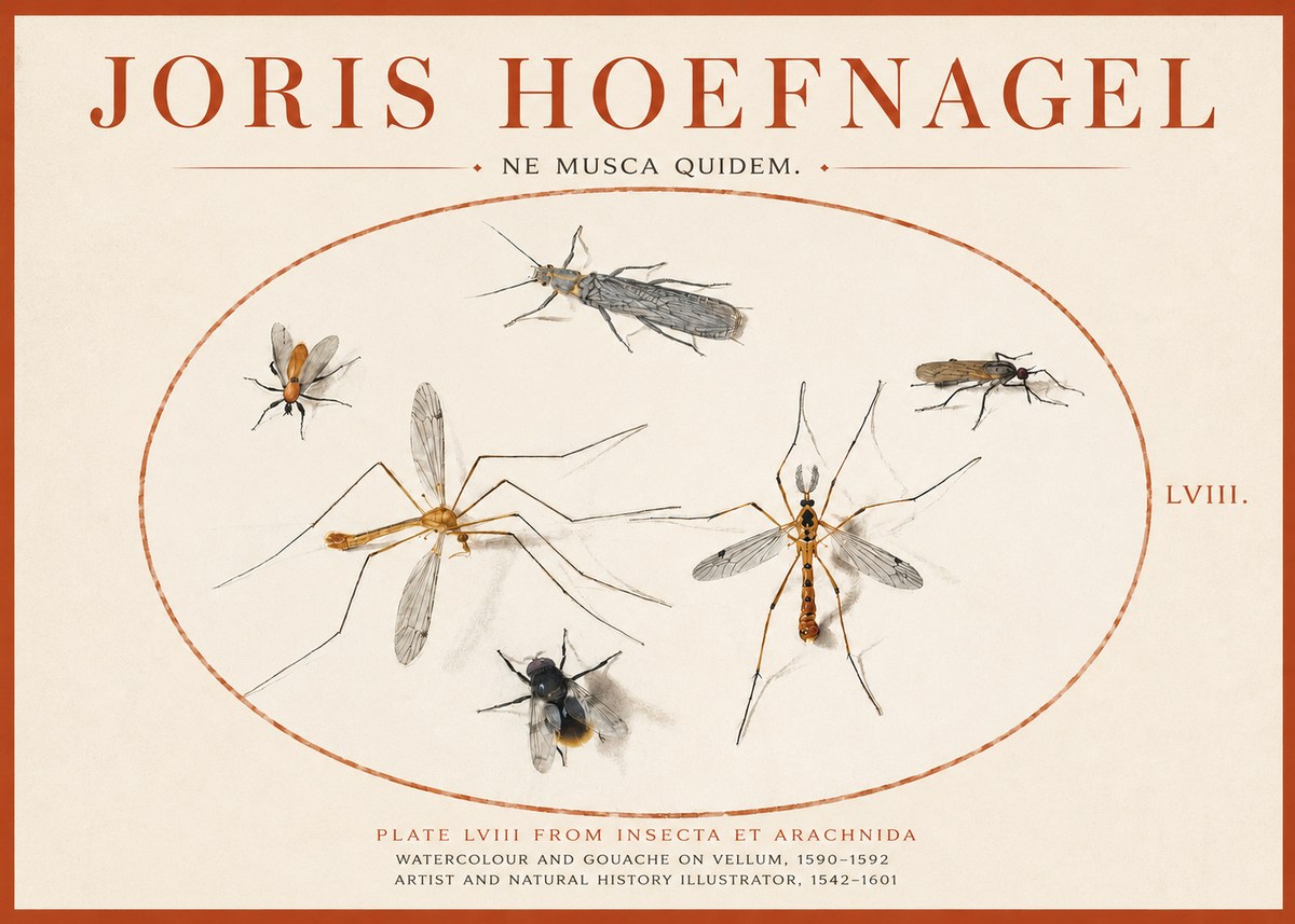 Joris Hoefnagel Plate Lviii from Insecta Et Arachnida No3 - Juliste