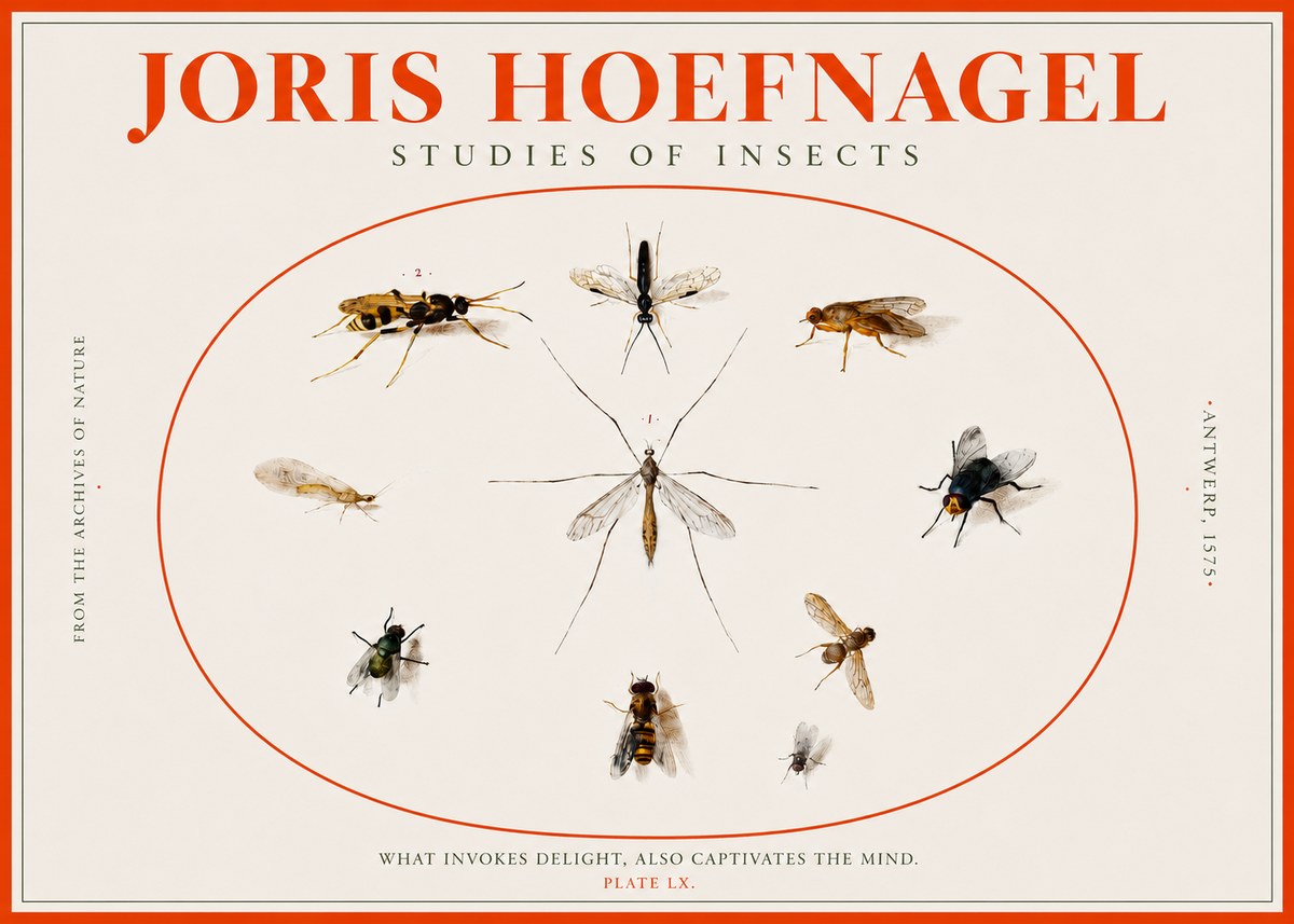 Joris Hoefnagel Studies of Insects III No2 - Juliste