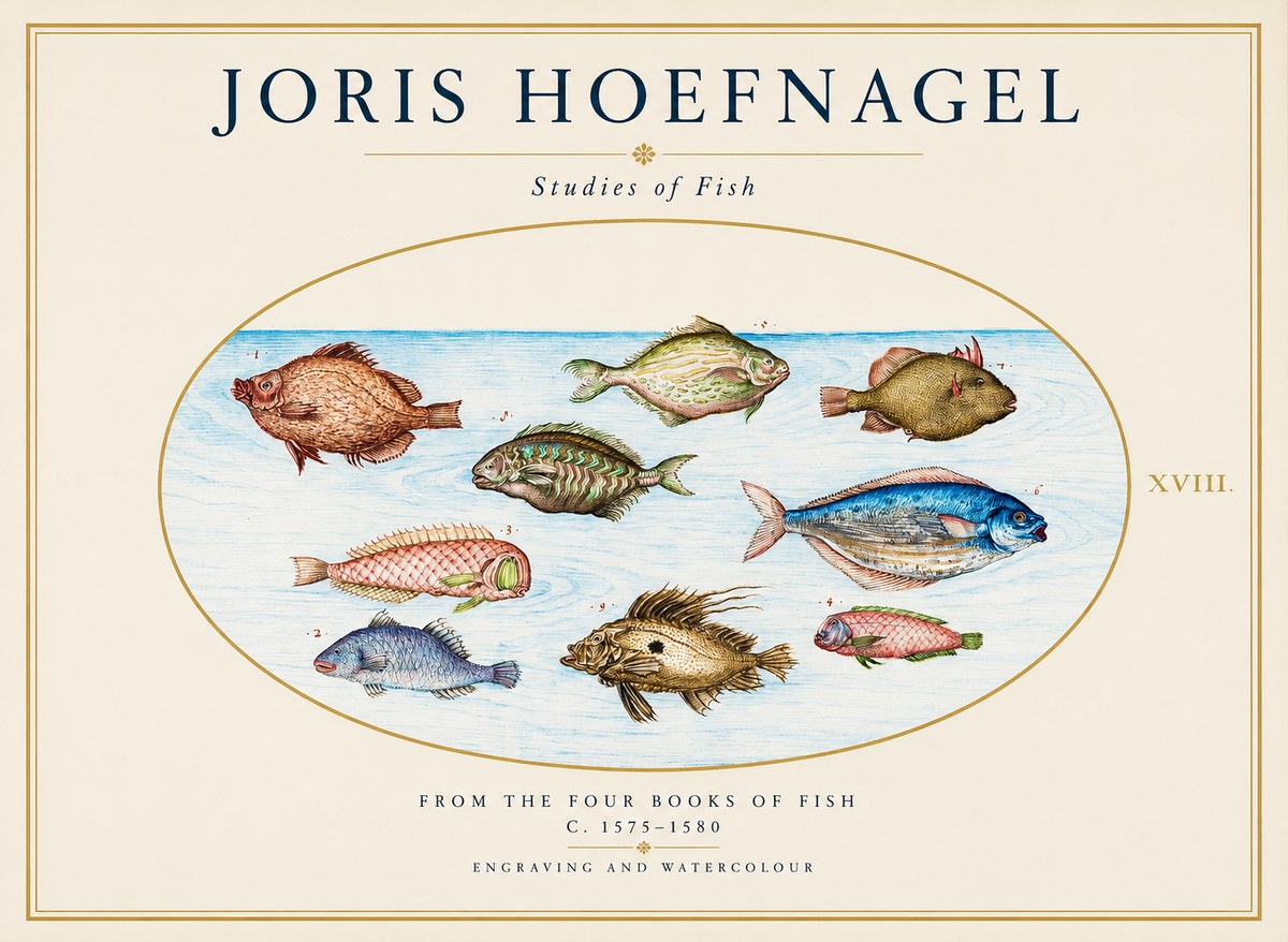 Joris Hoefnagel Studies of Fish I No1 - Juliste