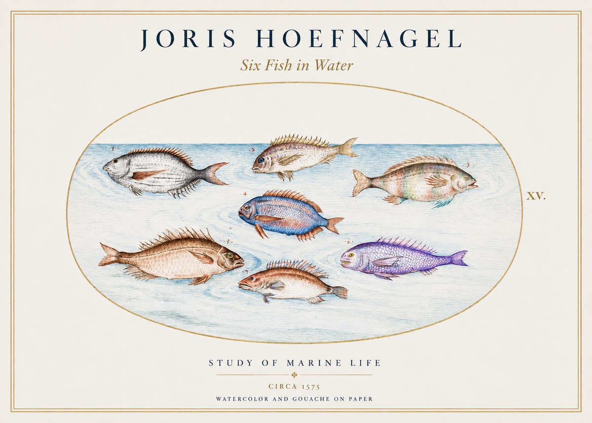 Joris Hoefnagel Six Fish in Water No1 - Juliste