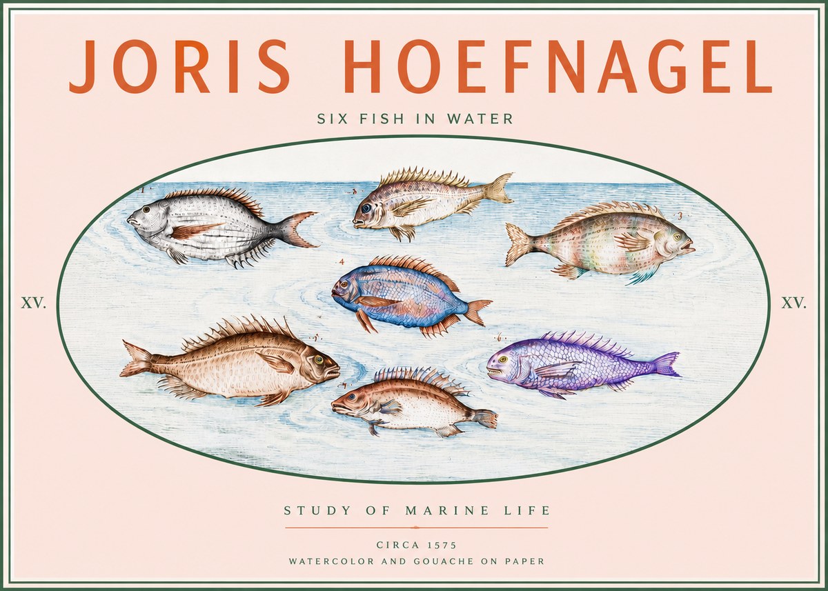 Joris Hoefnagel Six Fish in Water No3 - Juliste