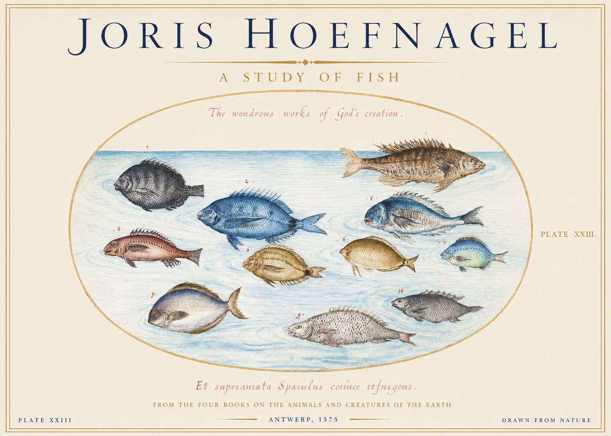 Joris Hoefnagel A Study of Fish No1 - Juliste