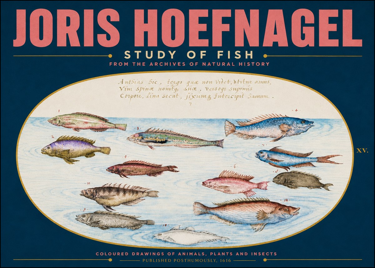 Joris Hoefnagel Study of Fish No4 - Juliste