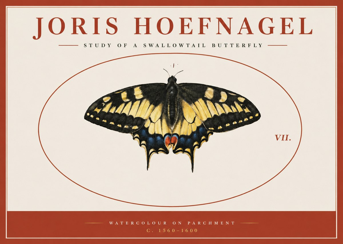 Joris Hoefnagel Study of a Swallowtail Butterfly No3 - Juliste