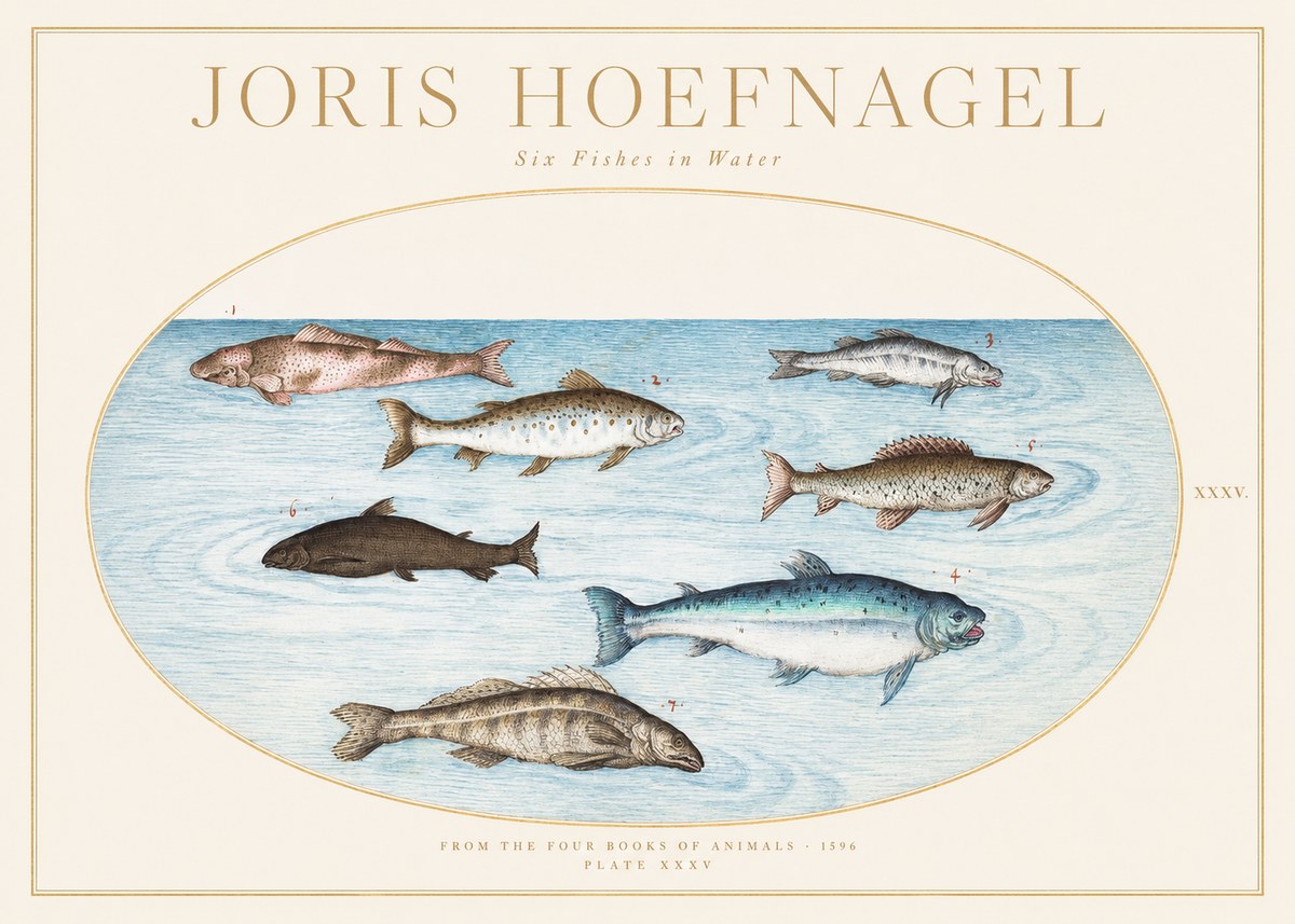 Joris Hoefnagel Six Fishes in Water I No1 - Juliste