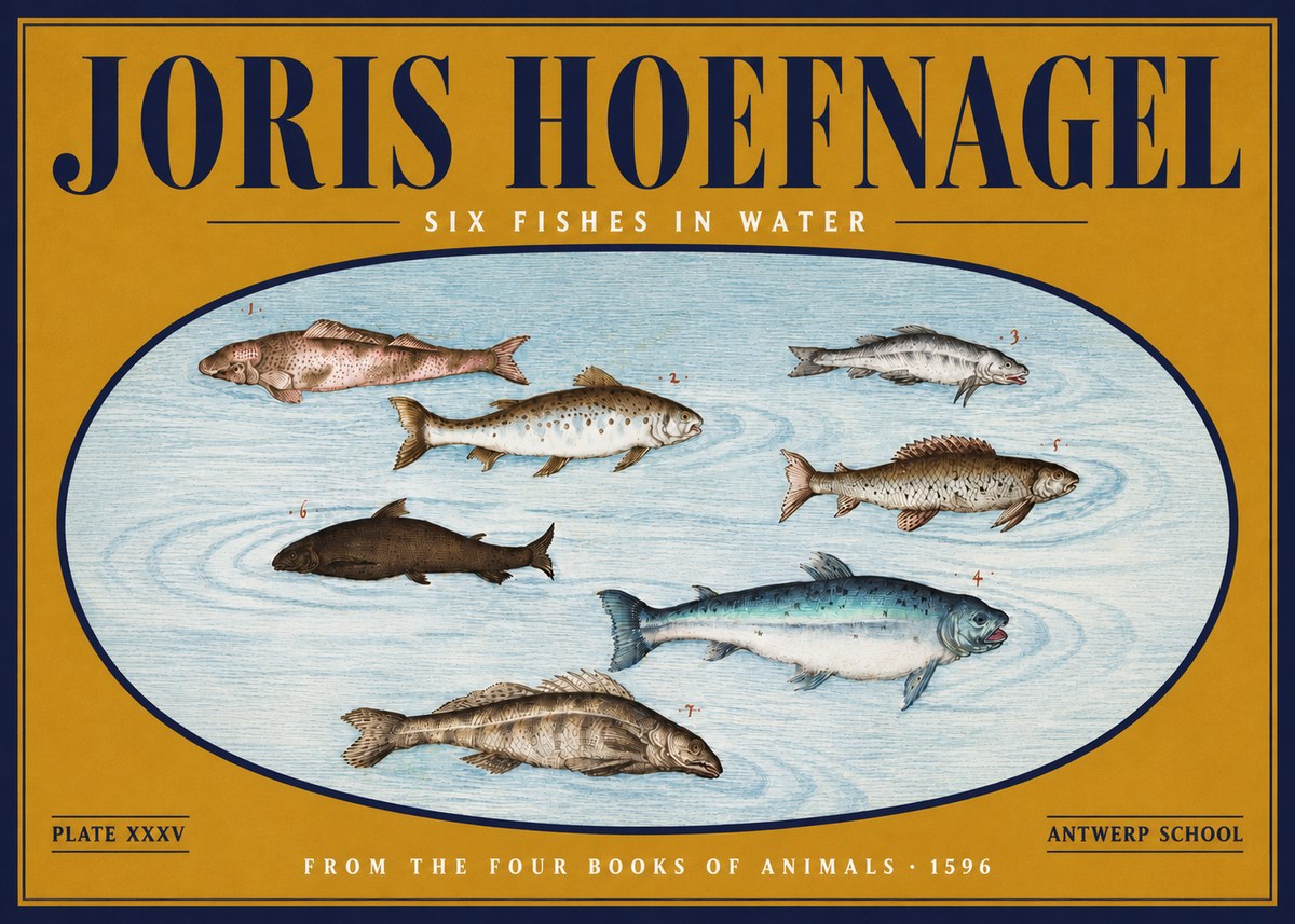 Joris Hoefnagel Six Fishes in Water I No4 - Juliste