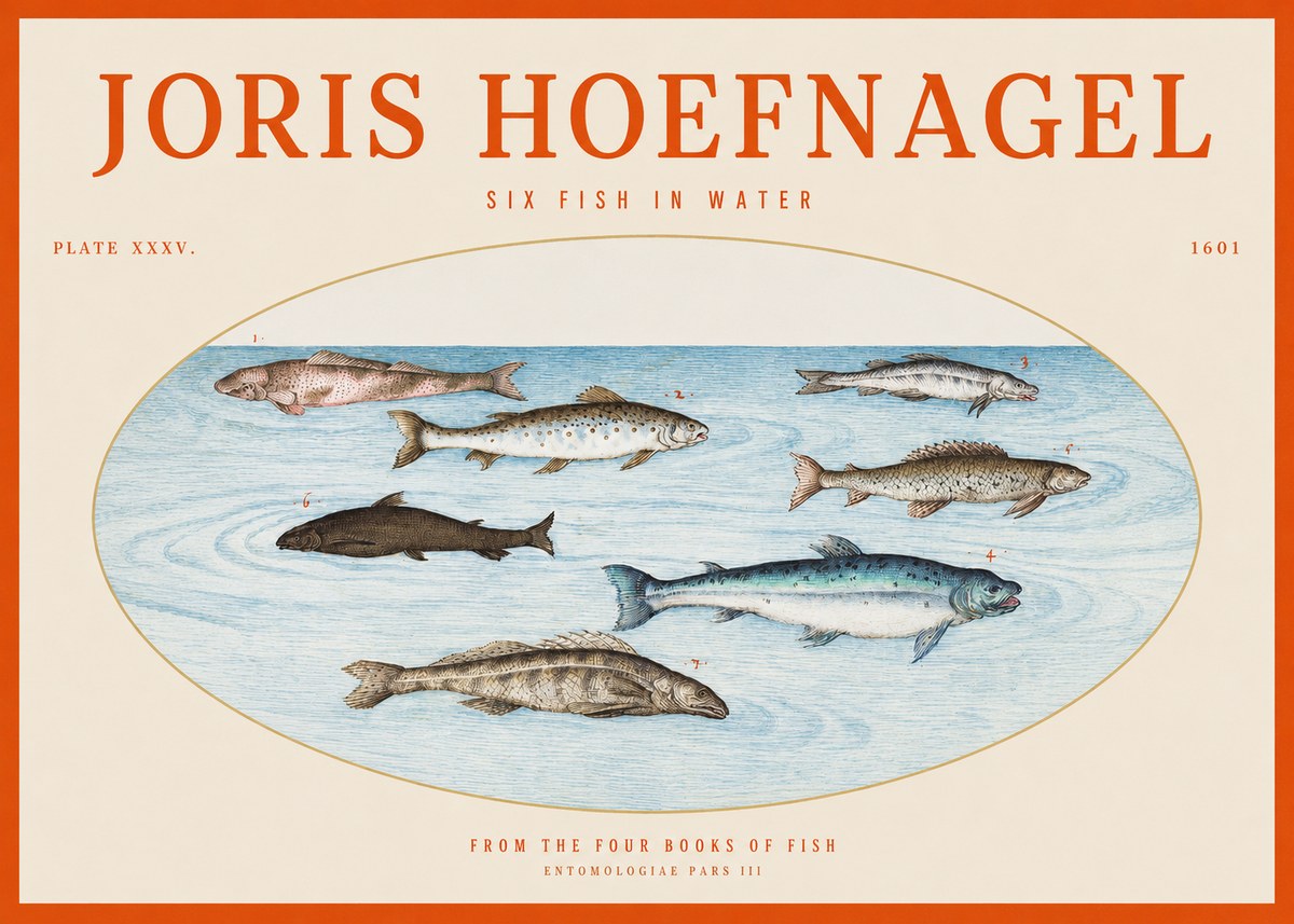 Joris Hoefnagel Six Fishes in Water I No6 - Juliste