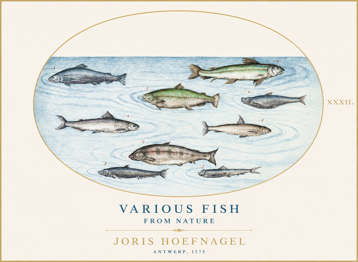 Joris Hoefnagel Various Fish from Nature No1 - Juliste