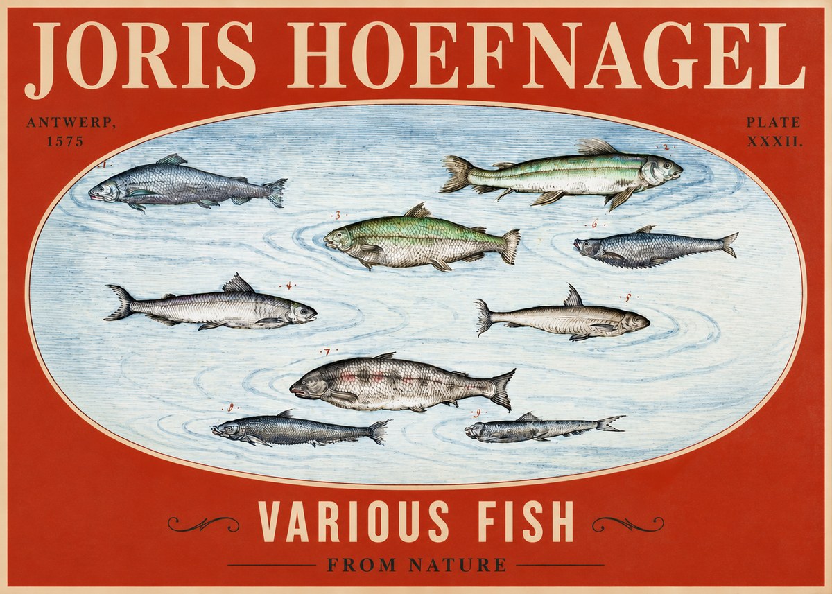 Joris Hoefnagel Various Fish from Nature No2 - Juliste