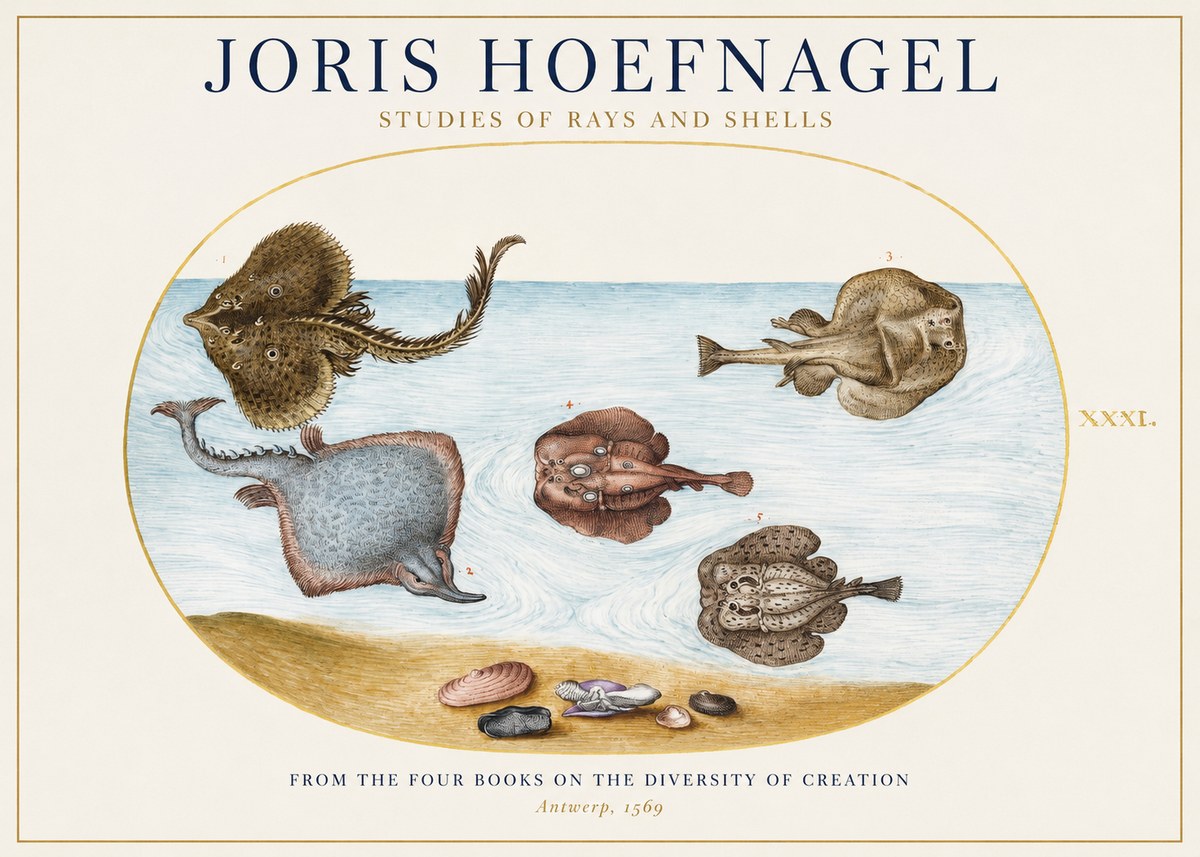 Joris Hoefnagel Studies of Rays and Shells No1 - Juliste