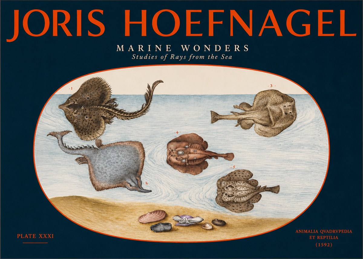Joris Hoefnagel Studies of Rays and Shells No3 - Juliste