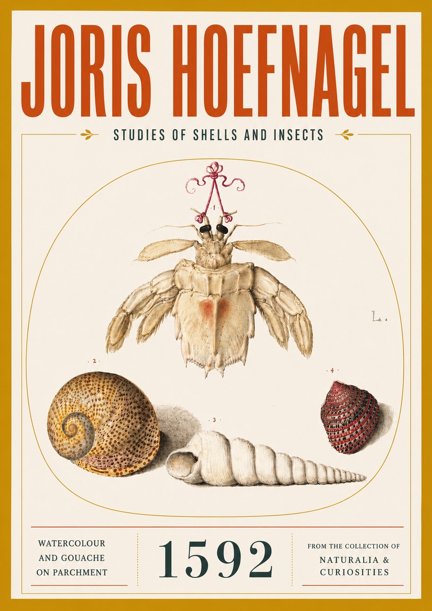 Joris Hoefnagel Studies of Shells and Insects No5 - Juliste
