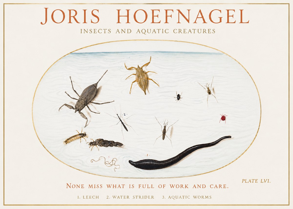 Joris Hoefnagel Insects and Aquatic Creatures No1 - Juliste