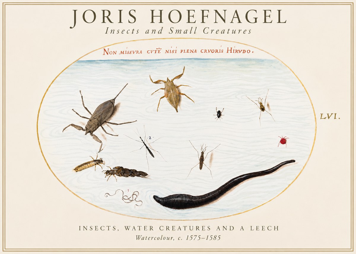 Joris Hoefnagel Insects and Aquatic Creatures No2 - Juliste