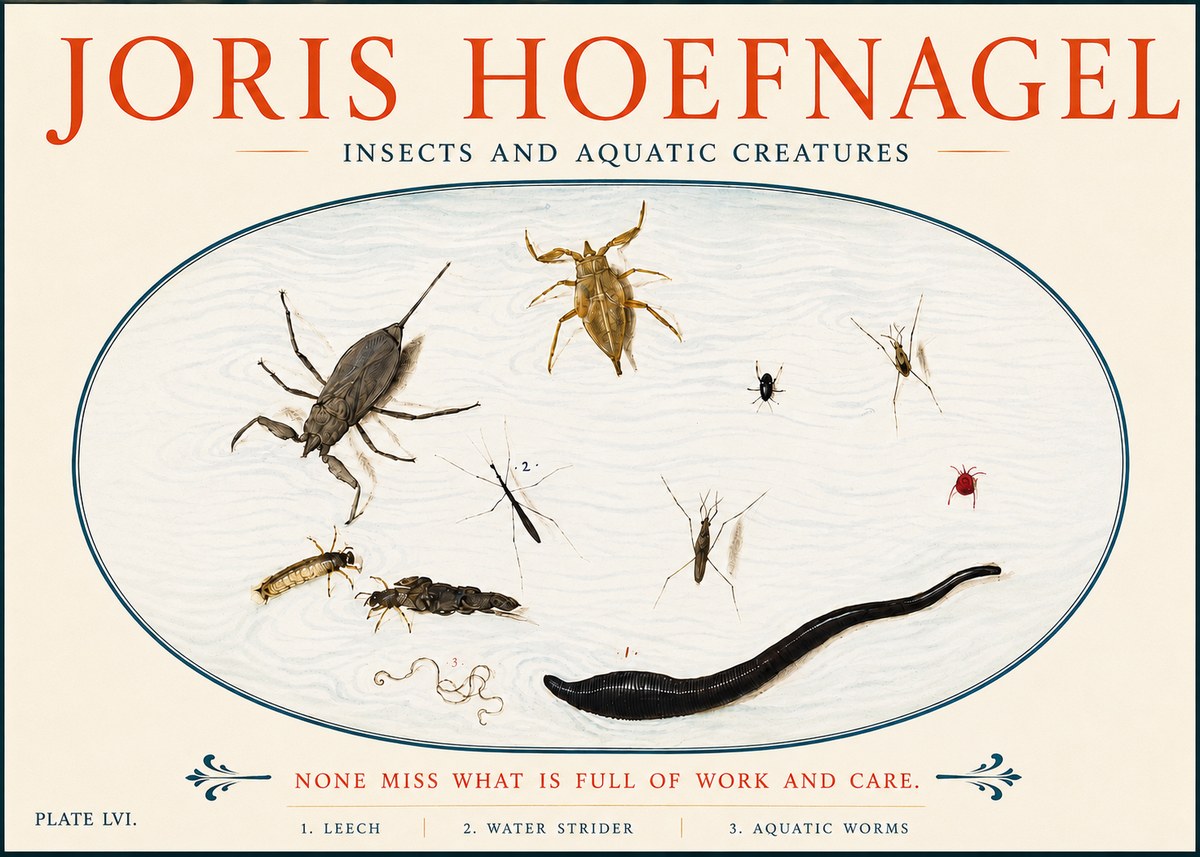 Joris Hoefnagel Insects and Aquatic Creatures No5 - Juliste