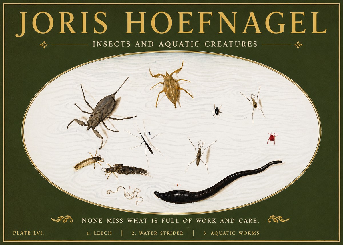 Joris Hoefnagel Insects and Aquatic Creatures No6 - Juliste