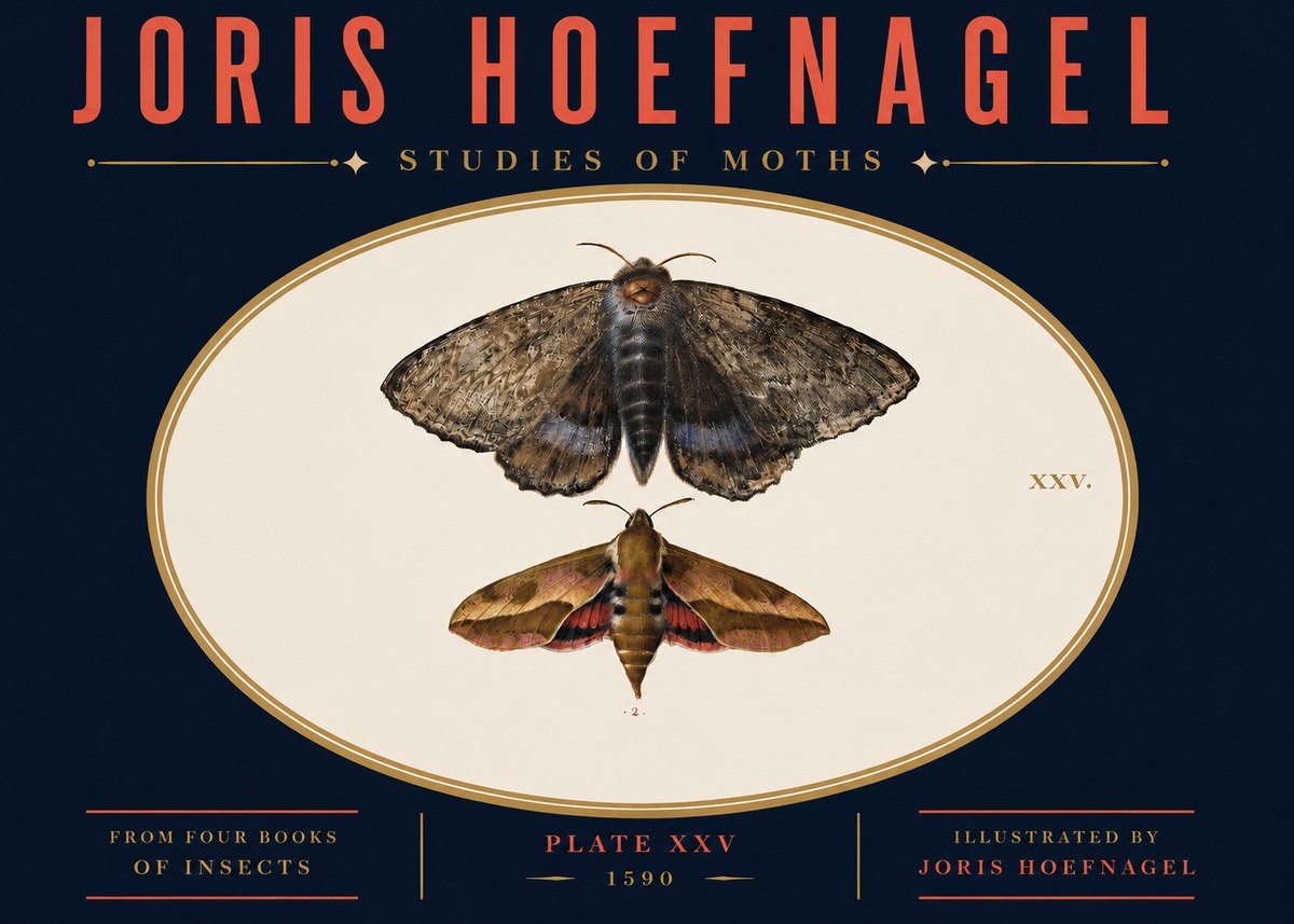 Joris Hoefnagel Studies of Moths I No4 - Juliste
