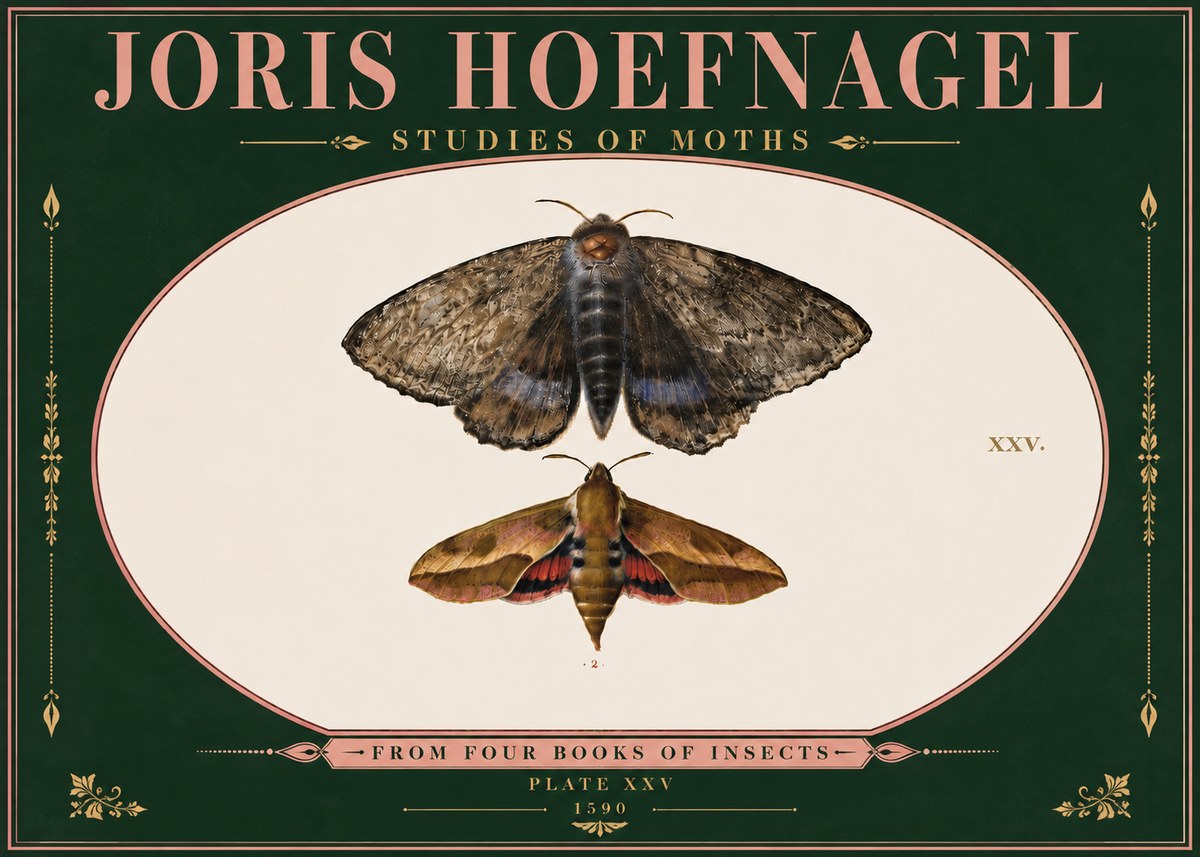 Joris Hoefnagel Studies of Moths I No6 - Juliste