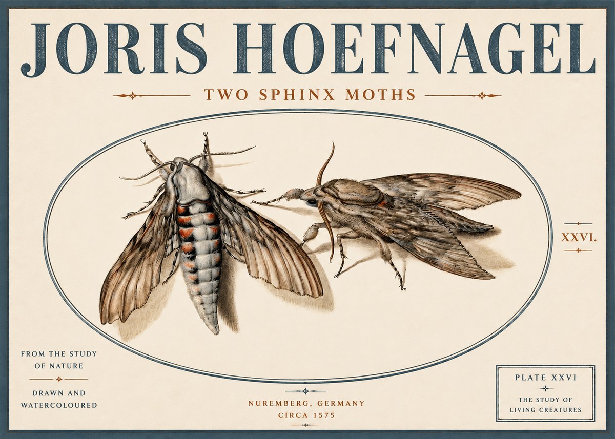 Joris Hoefnagel Two Sphinx Moths No4 - Juliste