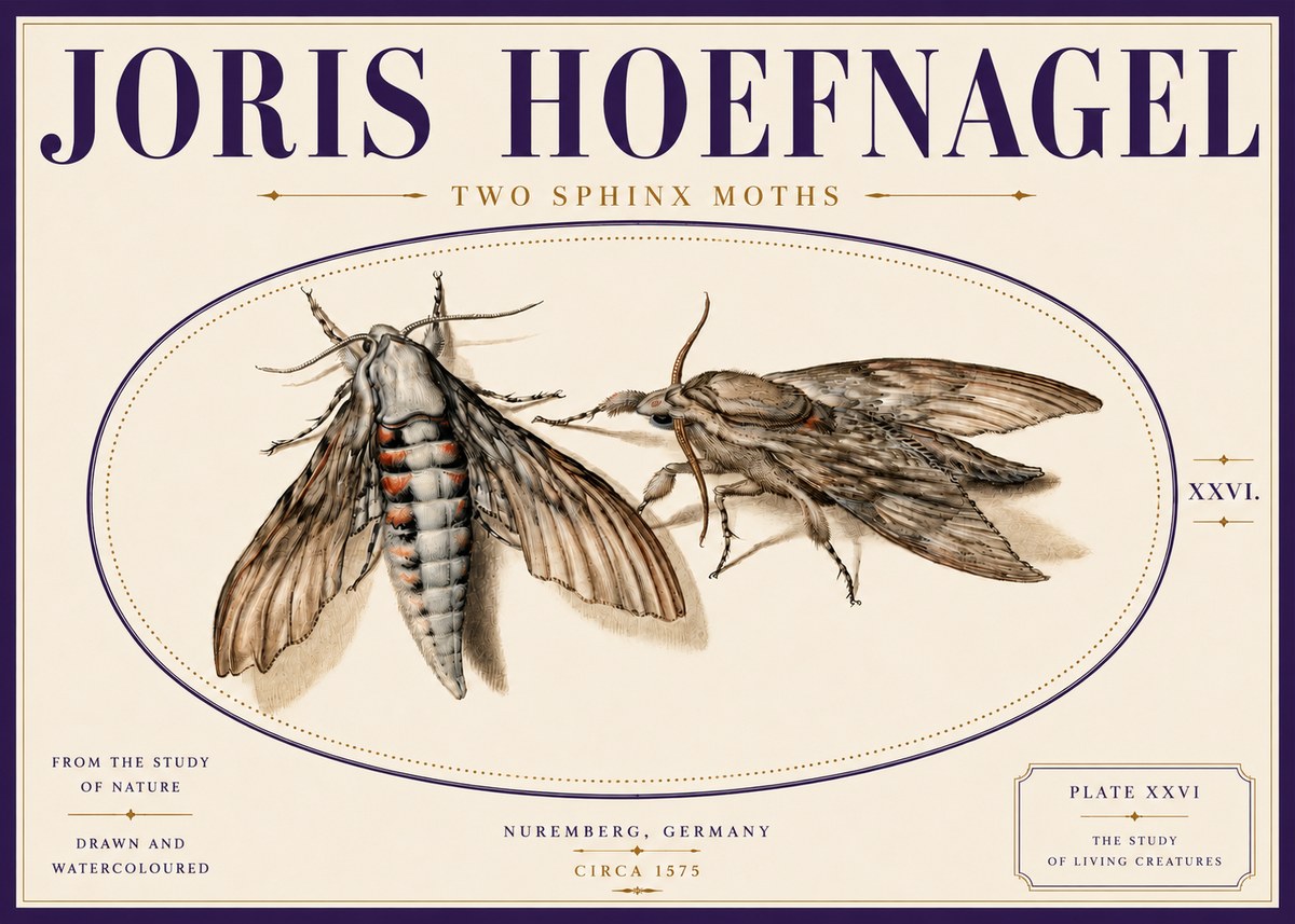 Joris Hoefnagel Two Sphinx Moths No5 - Juliste