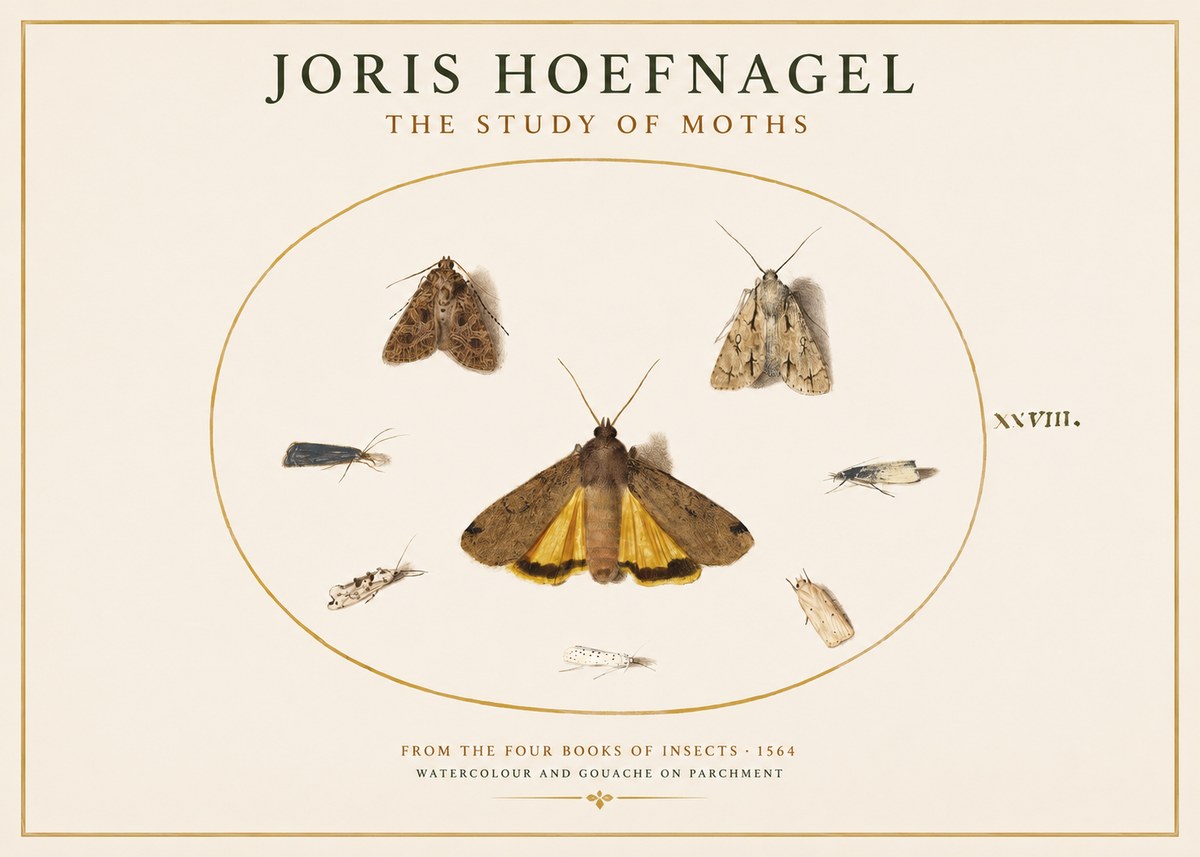 Joris Hoefnagel Study of Moths and Insects No4 - Juliste