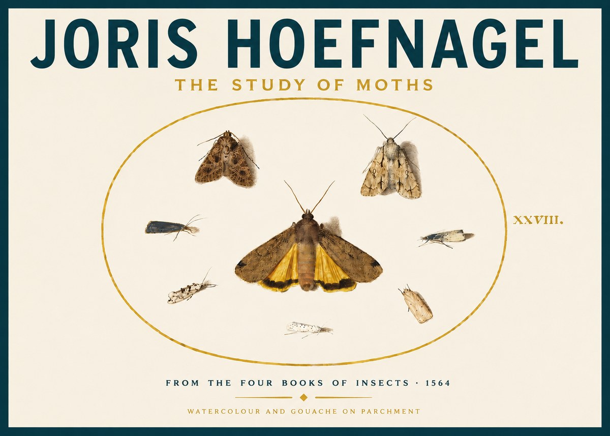 Joris Hoefnagel Study of Moths and Insects No6 - Juliste