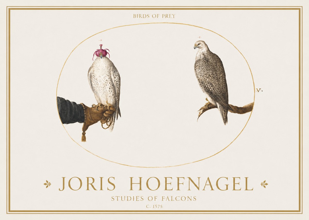 Joris Hoefnagel Studies of Falcons No1 - Juliste