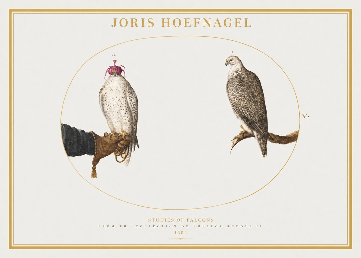 Joris Hoefnagel Studies of Falcons No2 - Juliste