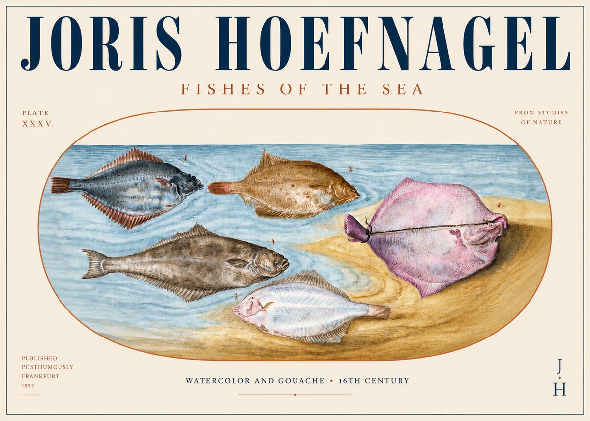 Joris Hoefnagel Fishes of the Sea II No3 - Juliste