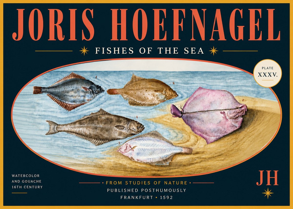 Joris Hoefnagel Fishes of the Sea II No6 - Juliste