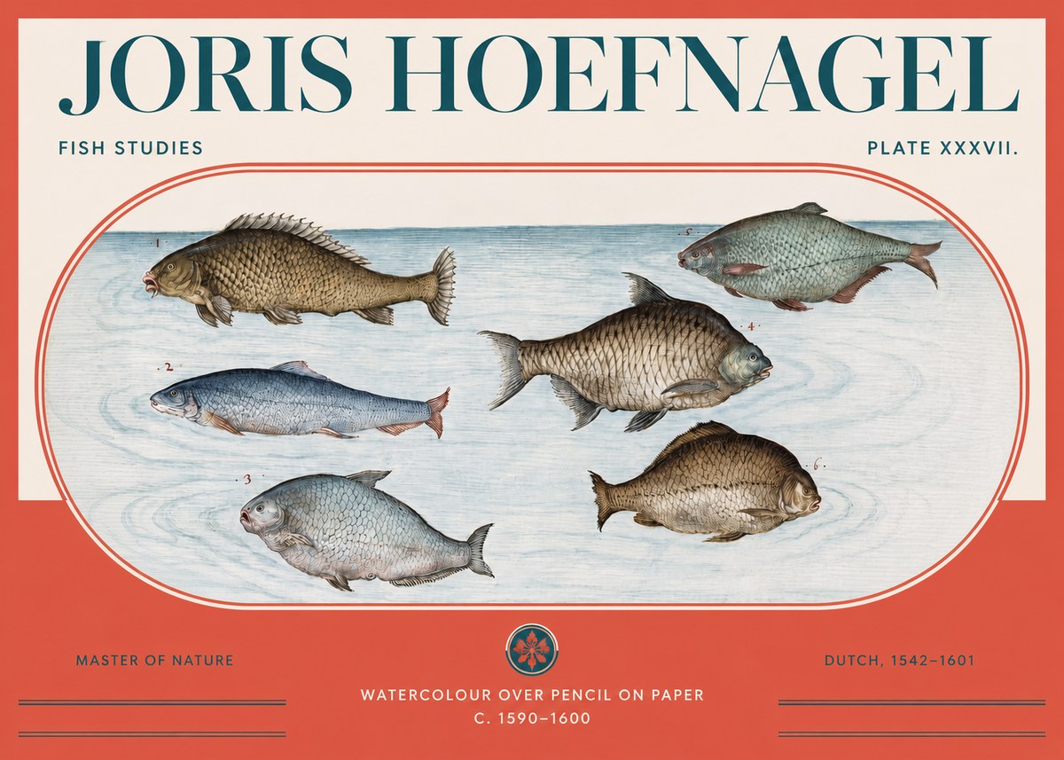 Joris Hoefnagel Six Freshwater Fish No3 - Juliste