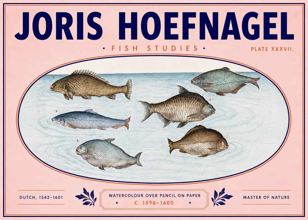Joris Hoefnagel Six Freshwater Fish No6 - Juliste