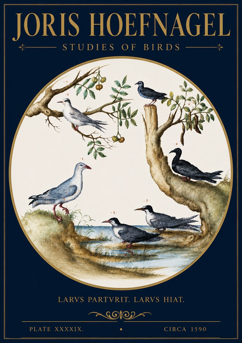 Joris Hoefnagel Studies of Birds II No4 - Juliste