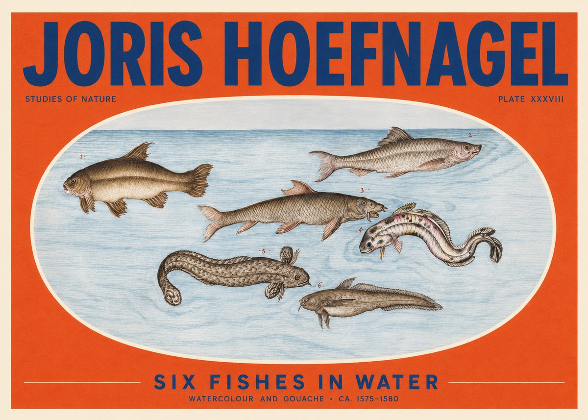 Joris Hoefnagel Six Fishes in Water II No2 - Juliste