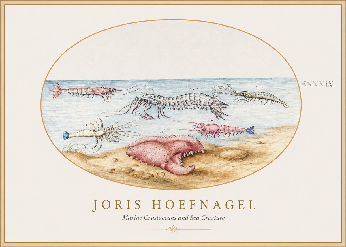 Joris Hoefnagel Marine Crustaceans and Sea Creature No1 - Juliste