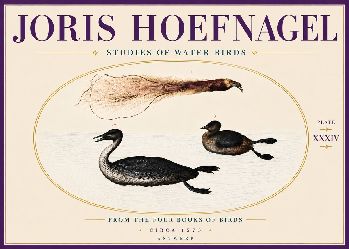 Joris Hoefnagel Studies of Water Birds No6 - Juliste