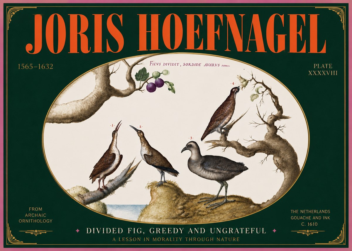 Joris Hoefnagel Birds from the Four Parts of the World No5 - Juliste