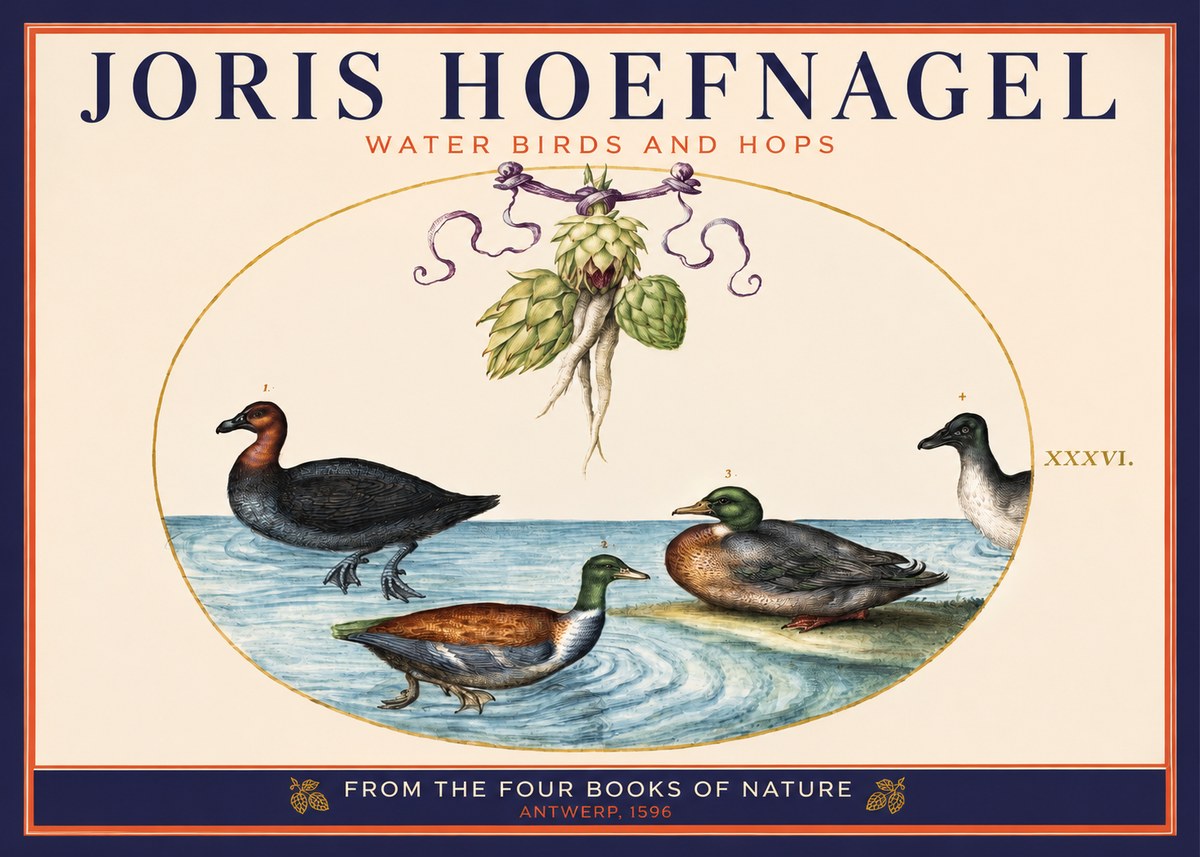 Joris Hoefnagel Waterfowl and Hop Bine No6 - Juliste