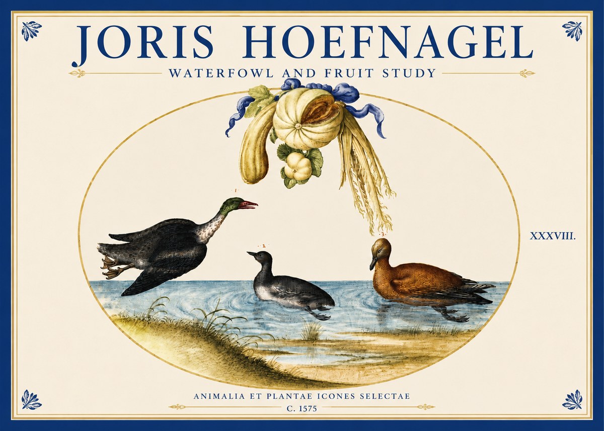 Joris Hoefnagel Waterfowl and Fruit Study No3 - Juliste