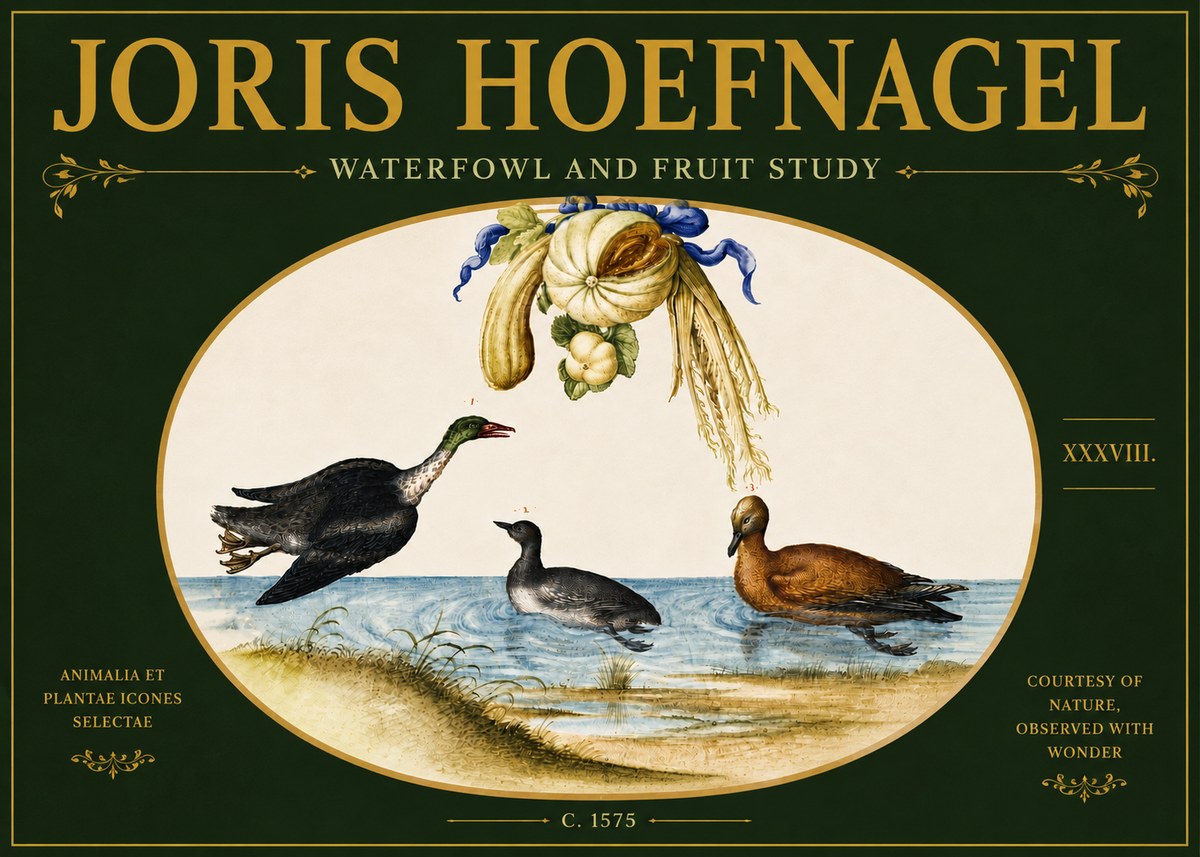 Joris Hoefnagel Waterfowl and Fruit Study No6 - Juliste