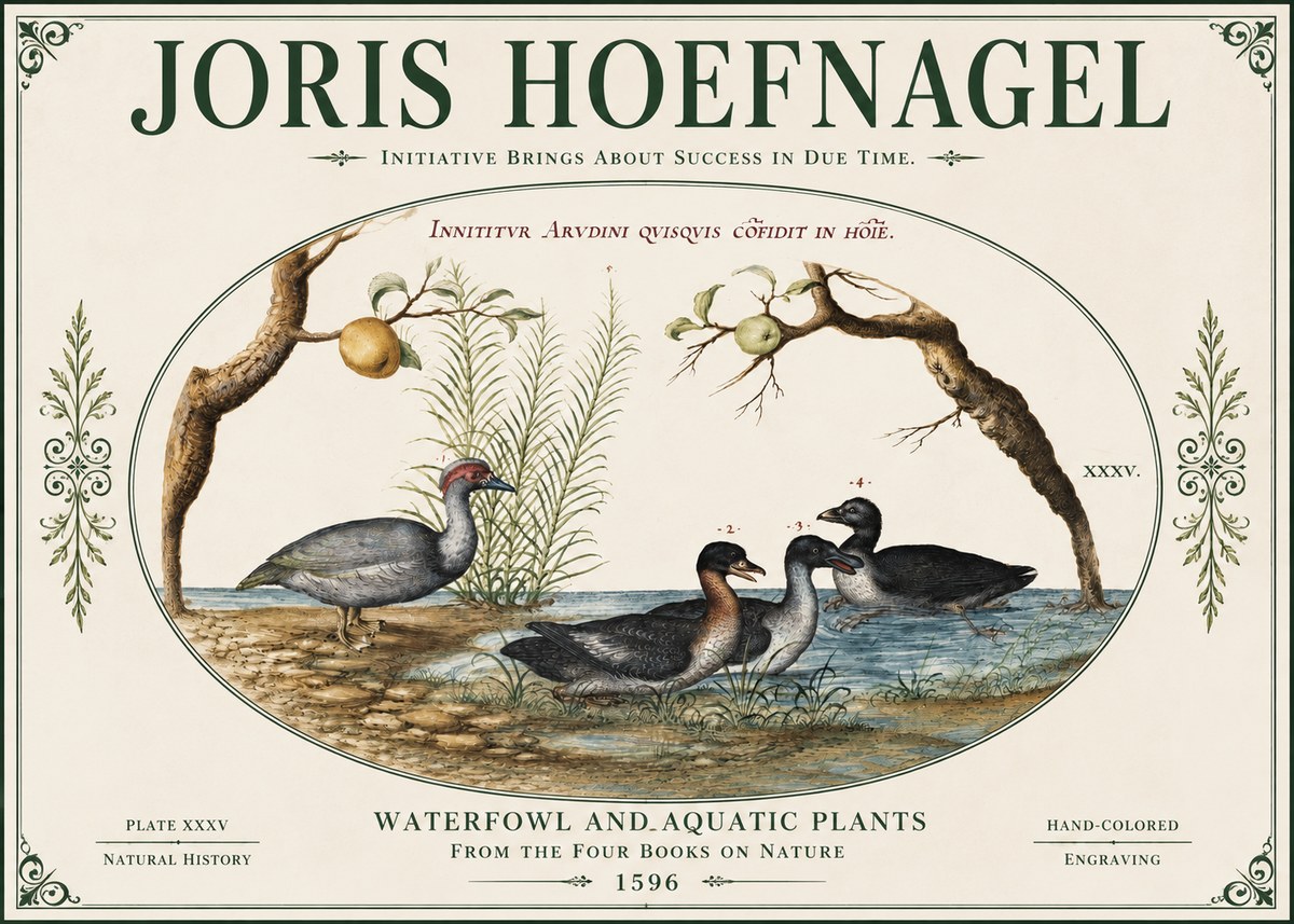 Joris Hoefnagel Waterfowl and Aquatic Plants No4 - Juliste