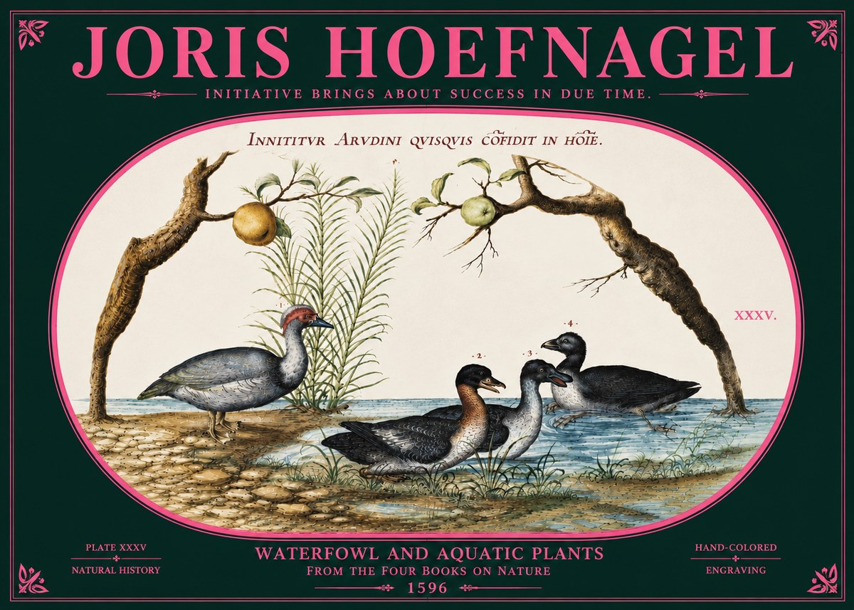 Joris Hoefnagel Waterfowl and Aquatic Plants No6 - Juliste