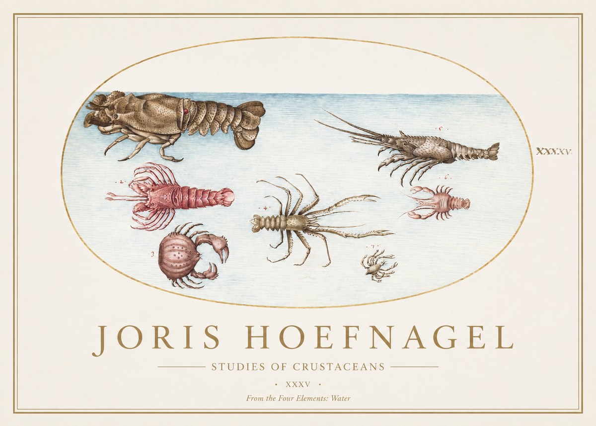 Joris Hoefnagel Studies of Crustaceans No1 - Juliste