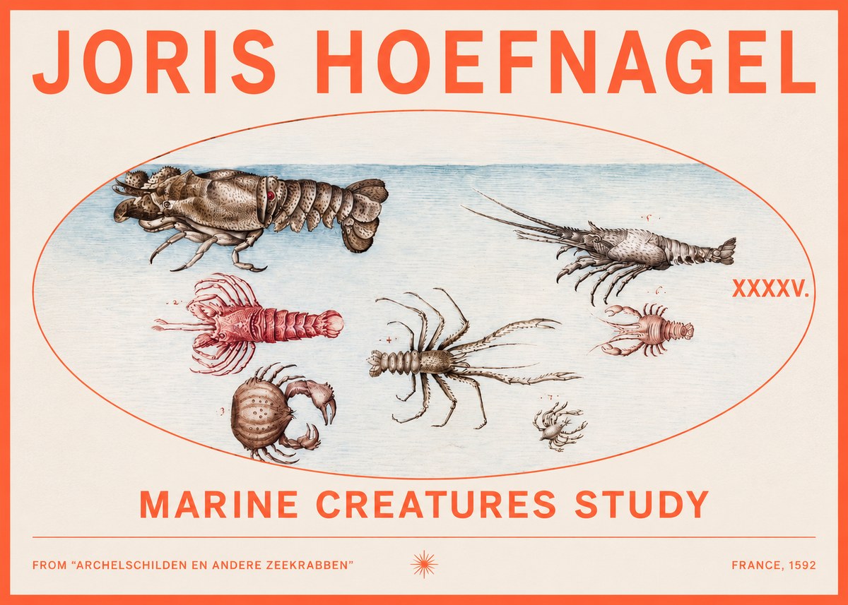 Joris Hoefnagel Studies of Crustaceans No3 - Juliste