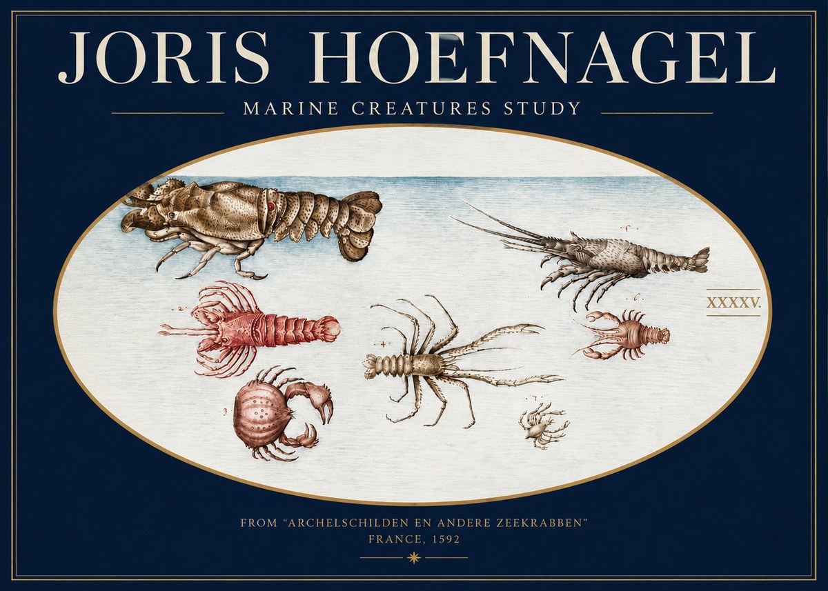 Joris Hoefnagel Studies of Crustaceans No4 - Juliste