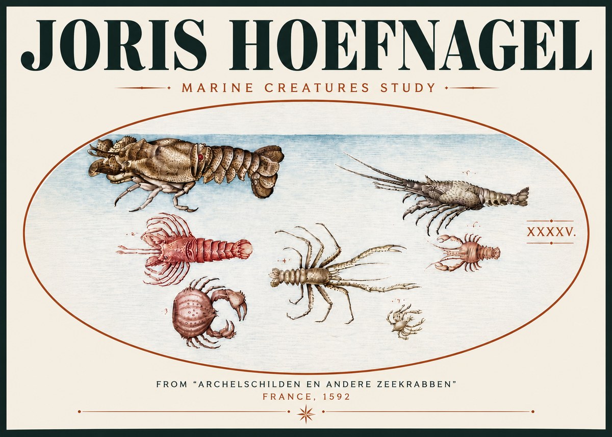 Joris Hoefnagel Studies of Crustaceans No6 - Juliste