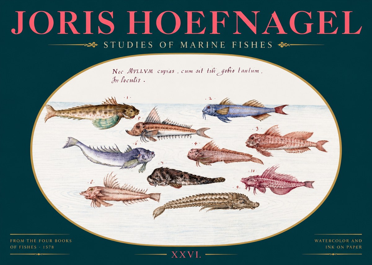 Joris Hoefnagel Studies of Marine Fishes No2 - Juliste