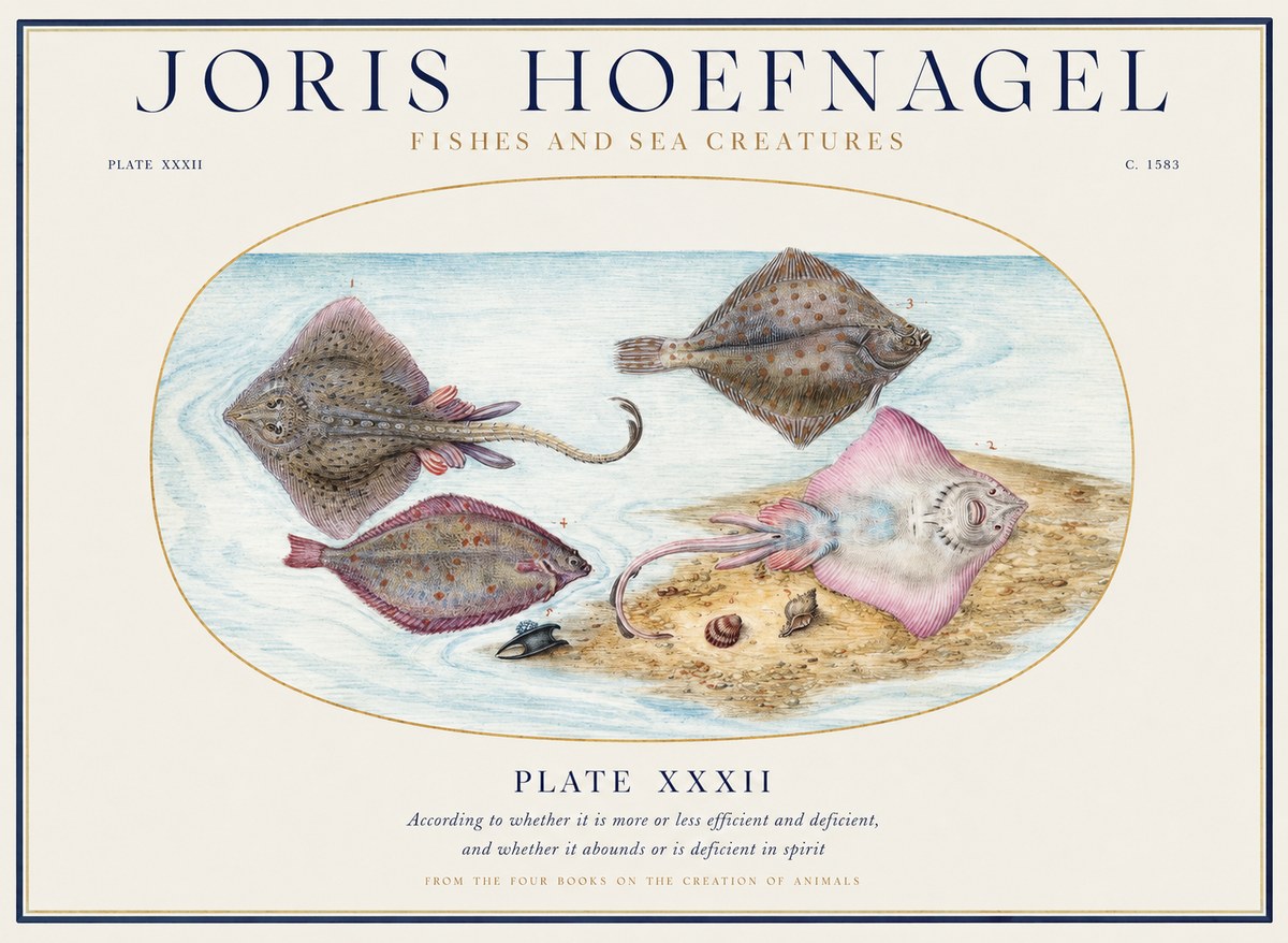 Joris Hoefnagel Study of Rays and Flatfish No5 - Juliste