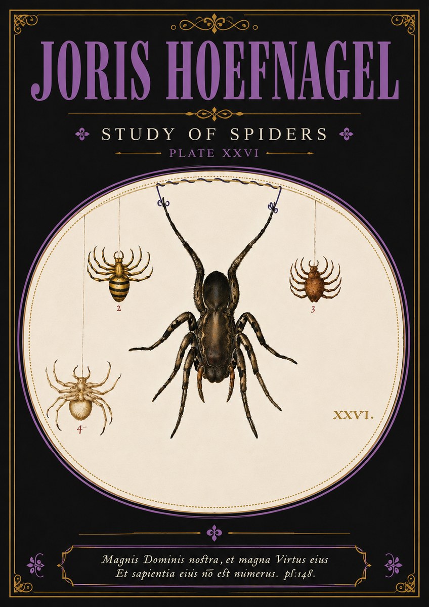 Joris Hoefnagel Study of Spiders No4 - Juliste