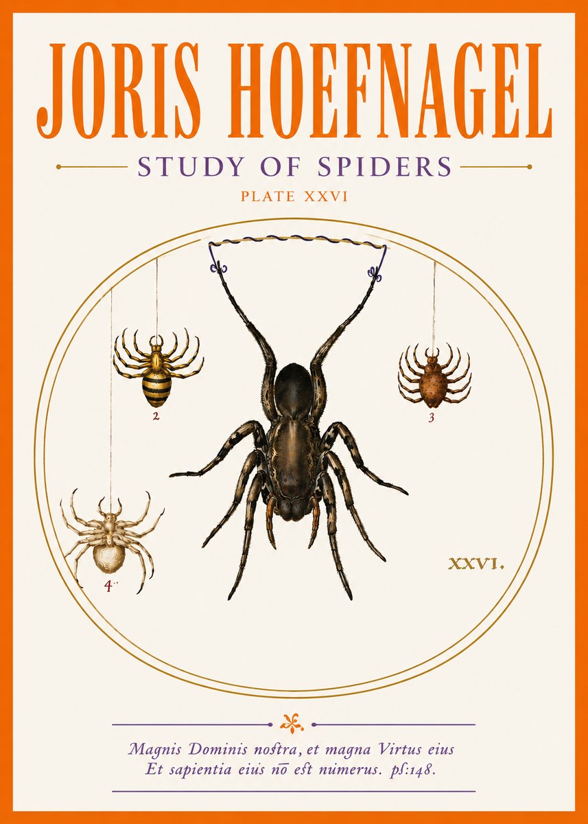 Joris Hoefnagel Study of Spiders No5 - Juliste